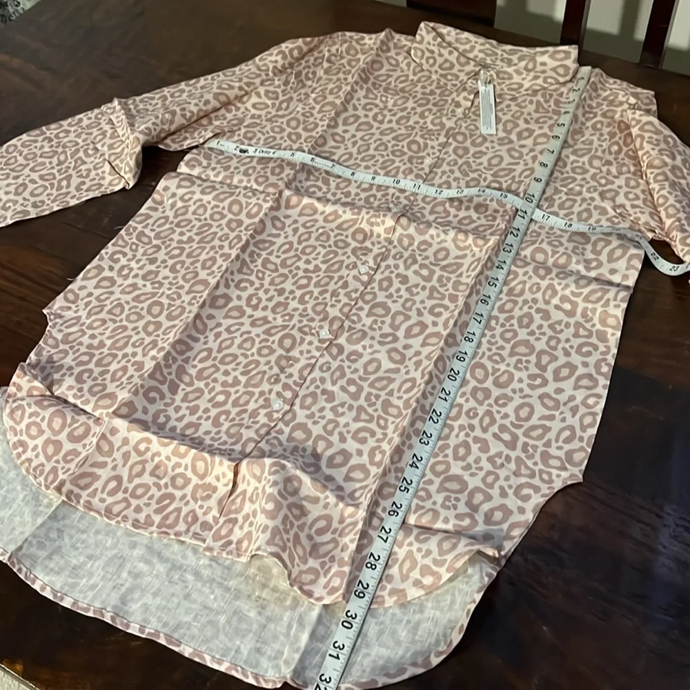 INDIGO SWIMWEAR Cardiff Pink Leopard 100% Linen Tunic Shirt Swim Coverup